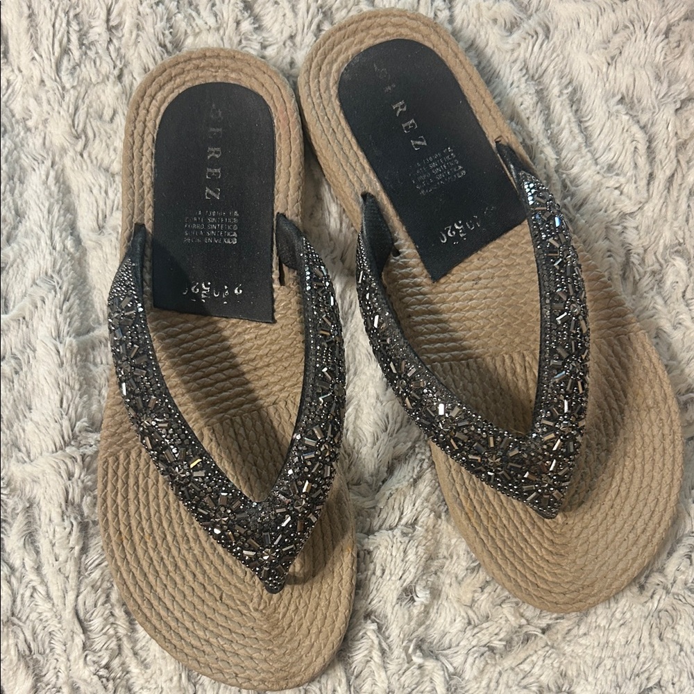EREZ Black Beaded Women's Sandals